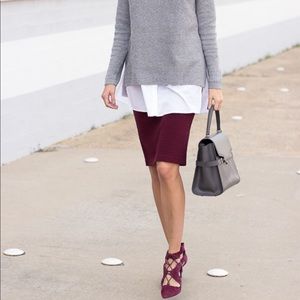 Loft maroon pencil skirt EUC